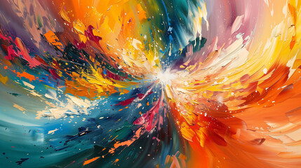 Dynamic abstract background filled with vibrant oil paint splashes