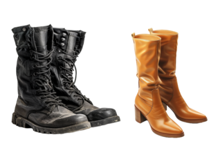 Collection of boots isolated on transparent background. Generated Ai