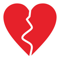 Red heartbreak or Black heartbreak, broken heart or divorce flat vector icon for apps and websites