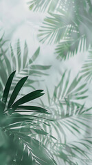 Close up of palm tree leaves on a white background