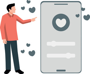 The boy is pointing to the sliders on mobile.