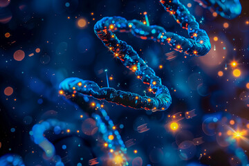 DNA molecule structure on blue background, a medical background