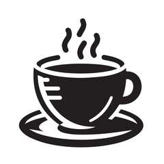 Silhouette of Coffee Cup Icon Isolated in White