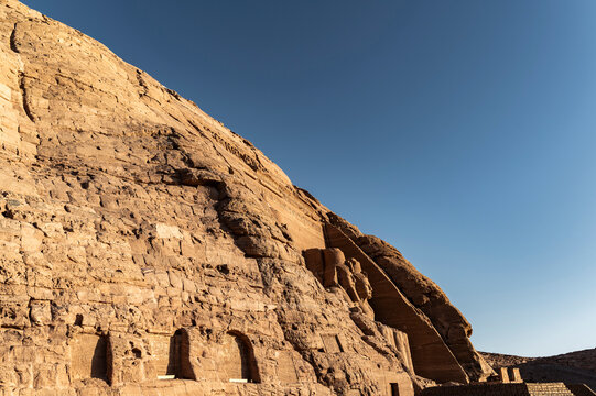 Ancient rock-carved temples at Abu Simbel, travelling Egypt