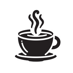 Silhouette of Coffee Cup Icon Isolated in White