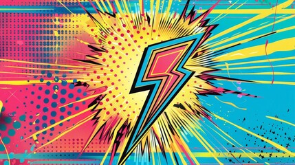 Fototapeta premium Dramatic Comic Style Thunderbolt Explosion