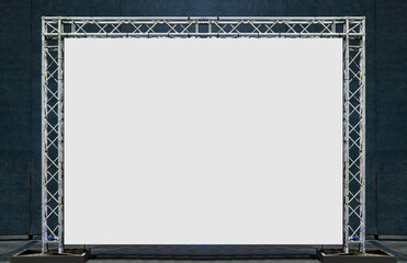 Mock up white backdrop billboard on exhibition booth. clipping path for mock up