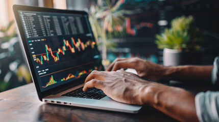 A financial advisor providing insights on gold stock investments via a laptop. investment finance