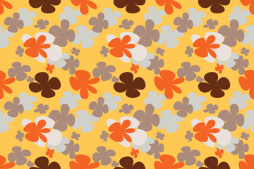 Flower Digital Printed Pattern Vintage 70s Style Flower Background Illustration. Colorful Pastel Color Groovy Artwork Bundle, Y2k Nature Backgrounds With Spring Plants.