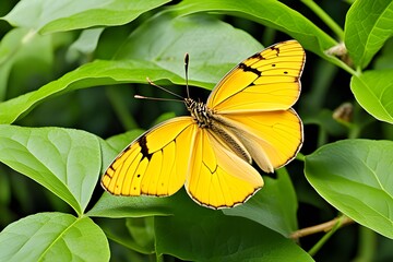 A flying yellow butterfly