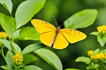 Obraz premium A flying yellow butterfly