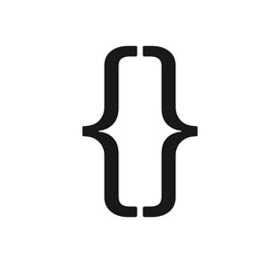 Curly braces symbol and dobule braces, symmetric sign for text quote, mathematics, typography swirly mark, opening and closing frames for punctuation in maths flat vector illustration.
