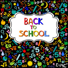 Welcome back to school text. Design element for the design of leaflets, cards, envelopes, covers, flyers sales. Concept of education. Back to school sale banner, poster, flat design colorful. 