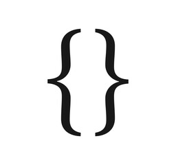Curly braces symbol and dobule braces, symmetric sign for text quote, mathematics, typography swirly mark, opening and closing frames for punctuation in maths flat vector illustration.
