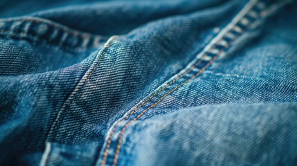 Naklejka premium Selective focus on denim blue jeans with copy space