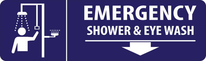 Emergency shower and eye wash station industrial sign.eps