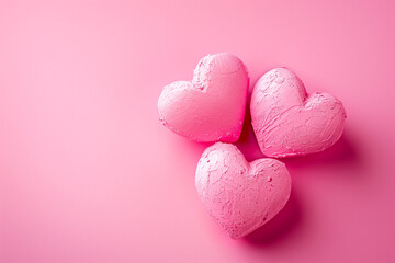 Obraz premium Pink hearts on a pink background. Valentine's day concept