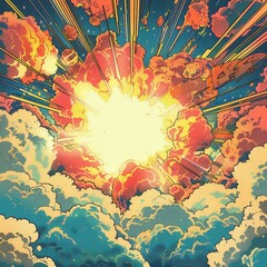 Dramatic Comic Style Thunderbolt Explosion
