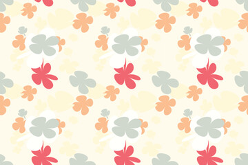 Spring Flower Pattern Vintage 70s Style Flower Background Illustration. Colorful Pastel Color Groovy Artwork Bundle, Y2k Nature Backgrounds With Spring Plants.