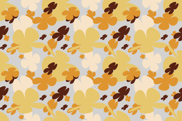 Abstract Flower Pattern Vintage 70s Style Flower Background Illustration. Colorful Pastel Color Groovy Artwork Bundle, Y2k Nature Backgrounds With Spring Plants.