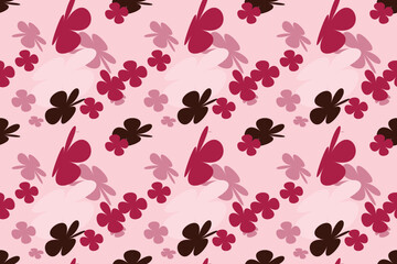 Hand Painted Flower Pattern Vintage 70s Style Flower Background Illustration. Colorful Pastel Color Groovy Artwork Bundle, Y2k Nature Backgrounds With Spring Plants.