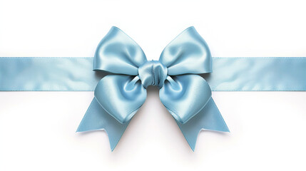 pastel blue shiny luxury silky gift ribbon on isolated white background
