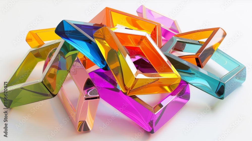 Poster angular geometric bangles with bold pops of color.