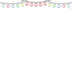 夏祭りのカラフル提灯デコレーションスクエア背景⭐︎PNG