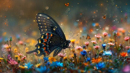 Colorful Butterfly in Vibrant Field
