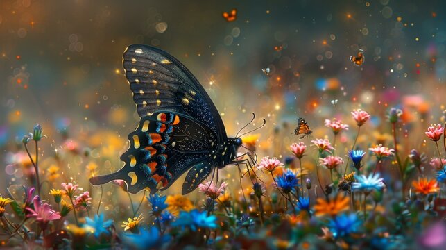 Colorful Butterfly in Vibrant Field