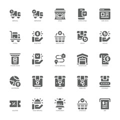 Delivery and Shop icon pack for your website, mobile, presentation, and logo design. Delivery and Shop icon glyph design. Vector graphics illustration and editable stroke.