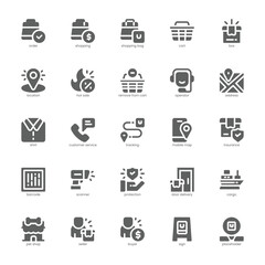 Delivery and Shop icon pack for your website, mobile, presentation, and logo design. Delivery and Shop icon glyph design. Vector graphics illustration and editable stroke.