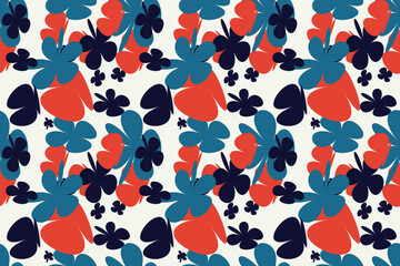 Hand Painted Flower Pattern With Simple Pretty, Little Floral Liberty Seamless Texture Background. Spring, Summer Romantic Blossom Flower Garden Seamless Pattern for Your Designs