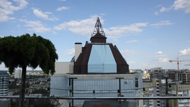 terrace on the roof of a high-rise building in the city