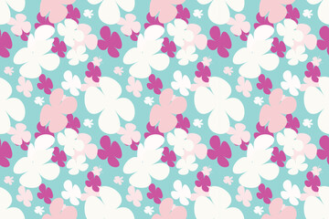 Sweet Flower Seamless Pattern. Vintage 70s Style Flower Background Illustration. Colorful Pastel Color Groovy Artwork Bundle, Y2k Nature Backgrounds With Spring Plants.