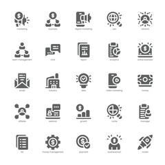 Marketing and Business icon pack for your website, mobile, presentation, and logo design. Marketing and Business icon glyph design. Vector graphics illustration and editable stroke.