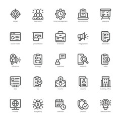 Marketing and Business icon pack for your website, mobile, presentation, and logo design. Marketing and Business icon outline design. Vector graphics illustration and editable stroke.