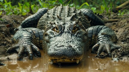 Obraz premium Alligator in Muddy Water