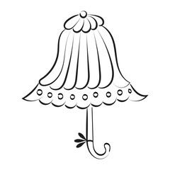 Line art of cute umbrella isolated on white background for print or use as sticker, card, T shirt