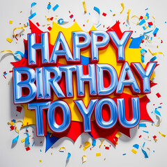 Fototapeta premium Happy Birthday to You Greeting Card with Confetti