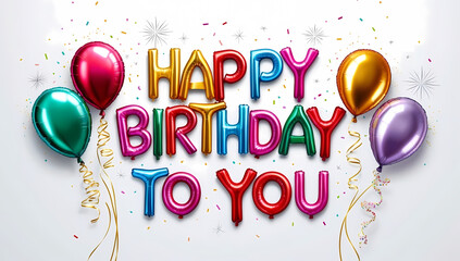 Colorful Balloons Spell Happy Birthday to You