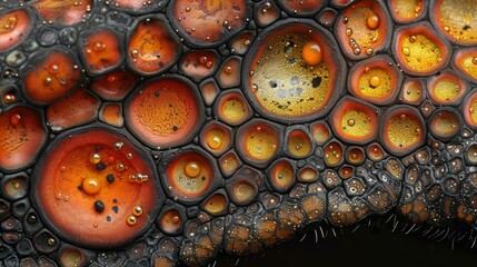 Magnified View of Honeycomb Structure with Drops of Water, Microscopic Scale, Micro