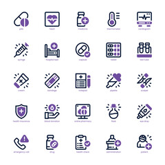 Hospital Element icon pack for your website, mobile, presentation, and logo design. Hospital Element icon dual tone design. Vector graphics illustration and editable stroke.