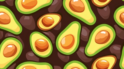 Seamless Pattern of Halved Avocados
