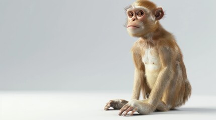 3D animated monkey isolated on white background