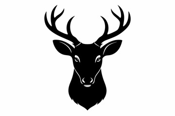isolated black silhouette of a deer head collection, Set of deer silhouette vector. Deer Silhouette, Deer Head
