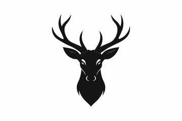 isolated black silhouette of a deer head collection, Set of deer silhouette vector. Deer Silhouette, Deer Head
