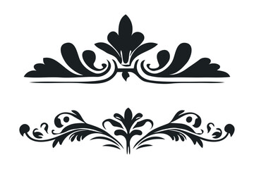 Decorative corners and dividers frame silhouette vector illustration.  Vector corner element, vignettes ornate frame