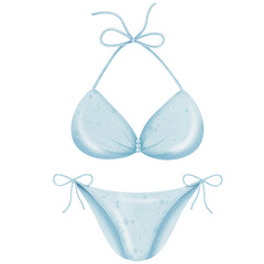 Watercolor cute Blue bikini.