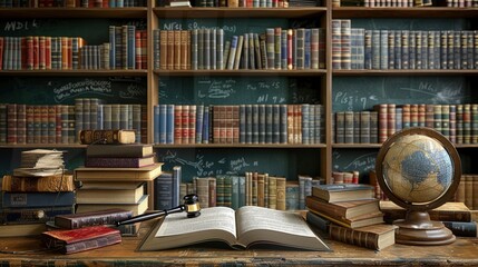 Obraz premium student council background with agendas and meeting notes, a gavel icon on a table, a student council concept banner design